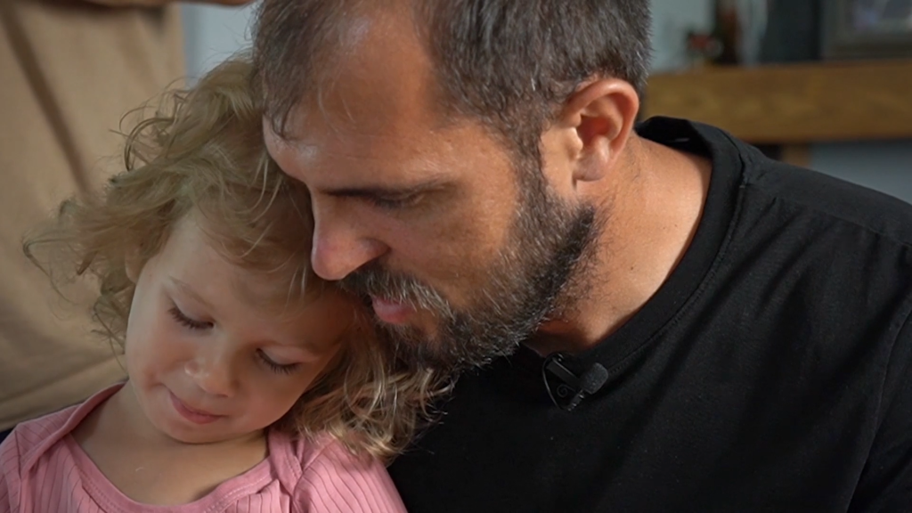 Sergey Gaidarzhi with his daughter
