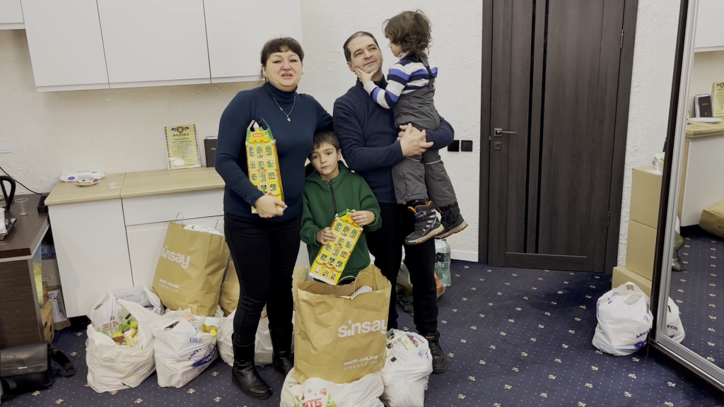 Bolotny family with gifts